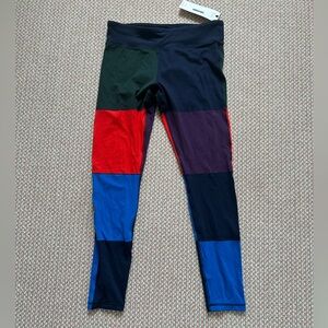 TORY SPORT BY TORY BURCH color block leggings, amazing worn condition size large
